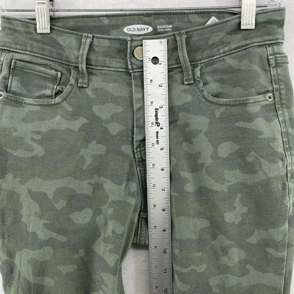 Old Navy Jeans Women's 0 Green Rockstar Super Skinny Camouflage Raw Hem Mid rise - Picture 4 of 12